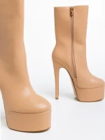 Yoana bézs, női bokacsizma ökológiai bőrből