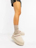 Amaria világos bézs női papucs textil anyagból