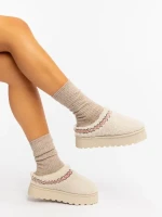 Amaria világos bézs női papucs textil anyagból