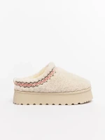 Amaria világos bézs női papucs textil anyagból