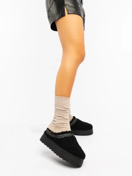 Amaria fekete női papucs textil anyagból