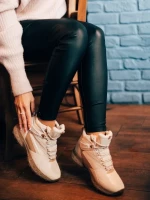 Paityn bézs női bakancs, műbőrből és textil anyagból készült