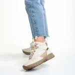 Paityn bézs női bakancs, műbőrből és textil anyagból készült