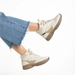 Paityn bézs női bakancs, műbőrből és textil anyagból készült