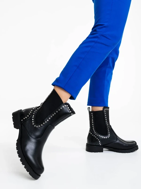 Amara fekete női bokacsizma ökológiai bőrből