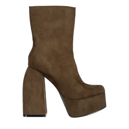 Edie zöld női bokacsizma sarokkal, textil anyagból készült