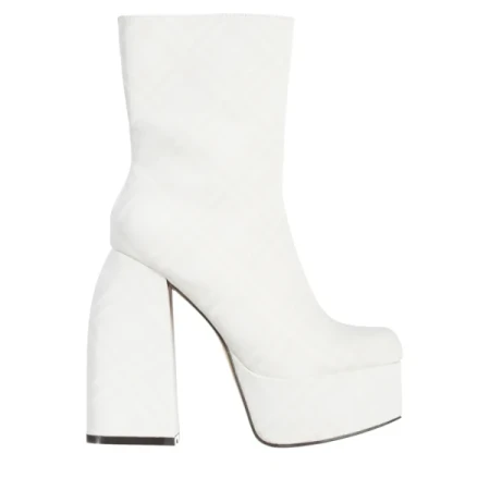 Bluma bézs női bokacsizma, textil anyagból készült