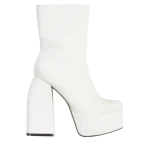 Bluma bézs női bokacsizma, textil anyagból készült