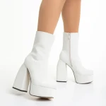 Bluma bézs női bokacsizma, textil anyagból készült