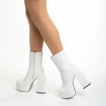 Bluma bézs női bokacsizma, textil anyagból készült