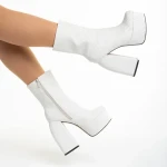 Bluma bézs női bokacsizma, textil anyagból készült