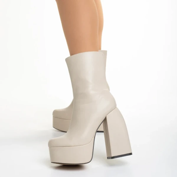 Olinda bézs női bokacsizma, műbőrből készült