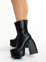 Olinda fekete női bokacsizma, műbőrből készült