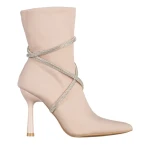 Daila bézs női bokacsizma, textil anyagból készült