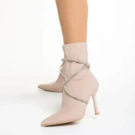 Daila bézs női bokacsizma, textil anyagból készült