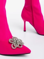 Taniel fukszia, női bokacsizma textil anyagból