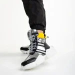 Rashia fekete és ezüst női sportcipő, műbőrből készült