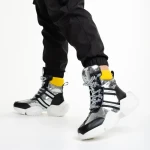 Rashia fekete és ezüst női sportcipő, műbőrből készült