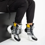 Rashia fekete és ezüst női sportcipő, műbőrből készült