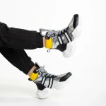 Rashia fekete és ezüst női sportcipő, műbőrből készült