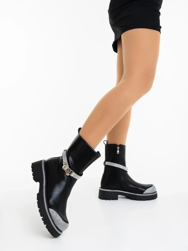 Tamarin fekete női csizma ökológiai bőrből