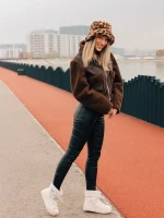 Galena bézs női csizma lakkozott ökológiai bőrből és textil anyagból