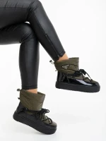 Galena zöld női csizma lakkozott ökológiai bőrből és textil anyagból