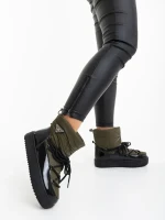 Galena zöld női csizma lakkozott ökológiai bőrből és textil anyagból