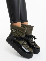 Galena zöld női csizma lakkozott ökológiai bőrből és textil anyagból