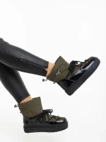 Galena zöld női csizma lakkozott ökológiai bőrből és textil anyagból