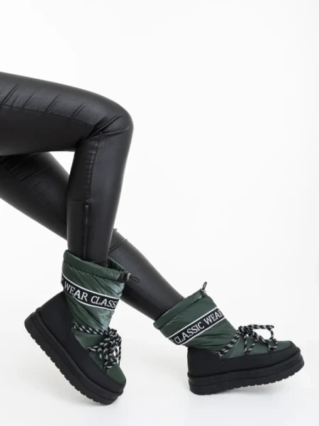 Nicova zöld női csizma ökológiai bőrből és anyagból