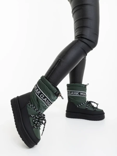 Nicova zöld női csizma ökológiai bőrből és anyagból