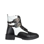 Shirley fekete és fehér női bakancs, műbőrből készült