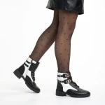 Shirley fekete és fehér női bakancs, műbőrből készült