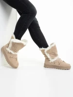 Phyllis bézs női csizma, textil anyagból készült