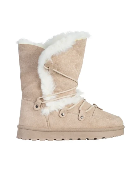 Phyllis bézs női csizma, textil anyagból készült