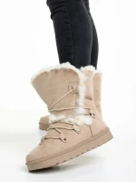 Phyllis bézs női csizma, textil anyagból készült