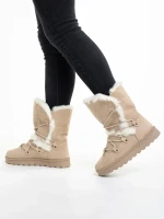 Phyllis bézs női csizma, textil anyagból készült