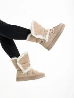 Phyllis bézs női csizma, textil anyagból készült