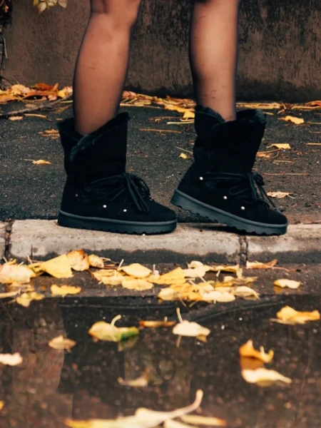 Phyllis fekete női csizma, textil anyagból készült