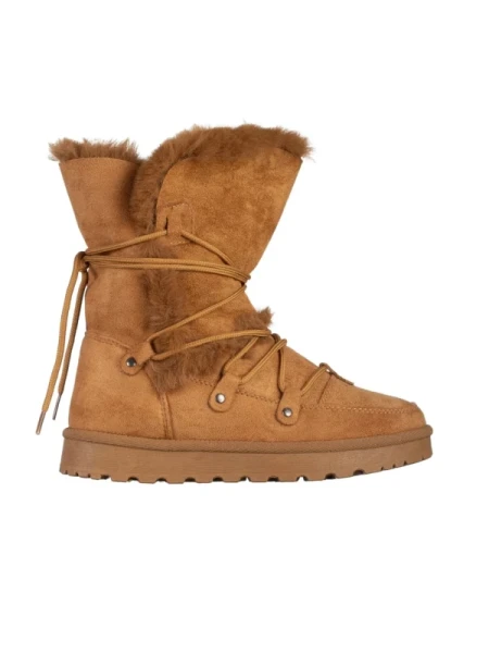 Phyllis camel női csizma, textil anyagból készült