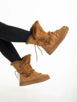 Phyllis camel női csizma, textil anyagból készült