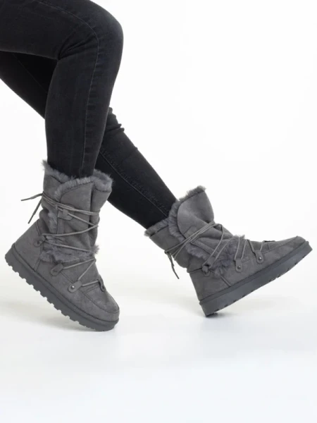 Phyllis szürke női csizma, textil anyagból készült