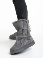 Phyllis szürke női csizma, textil anyagból készült