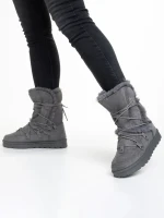 Phyllis szürke női csizma, textil anyagból készült