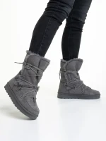 Phyllis szürke női csizma, textil anyagból készült