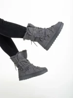 Phyllis szürke női csizma, textil anyagból készült