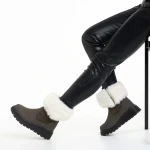 Aubrielle zöld női csizma, műbőrből és textil anyagból készült