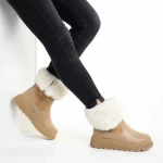 Aubrielle sötét bézs női csizma, műbőrből és textil anyagból készült