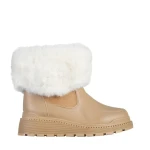 Aubrielle sötét bézs női csizma, műbőrből és textil anyagból készült